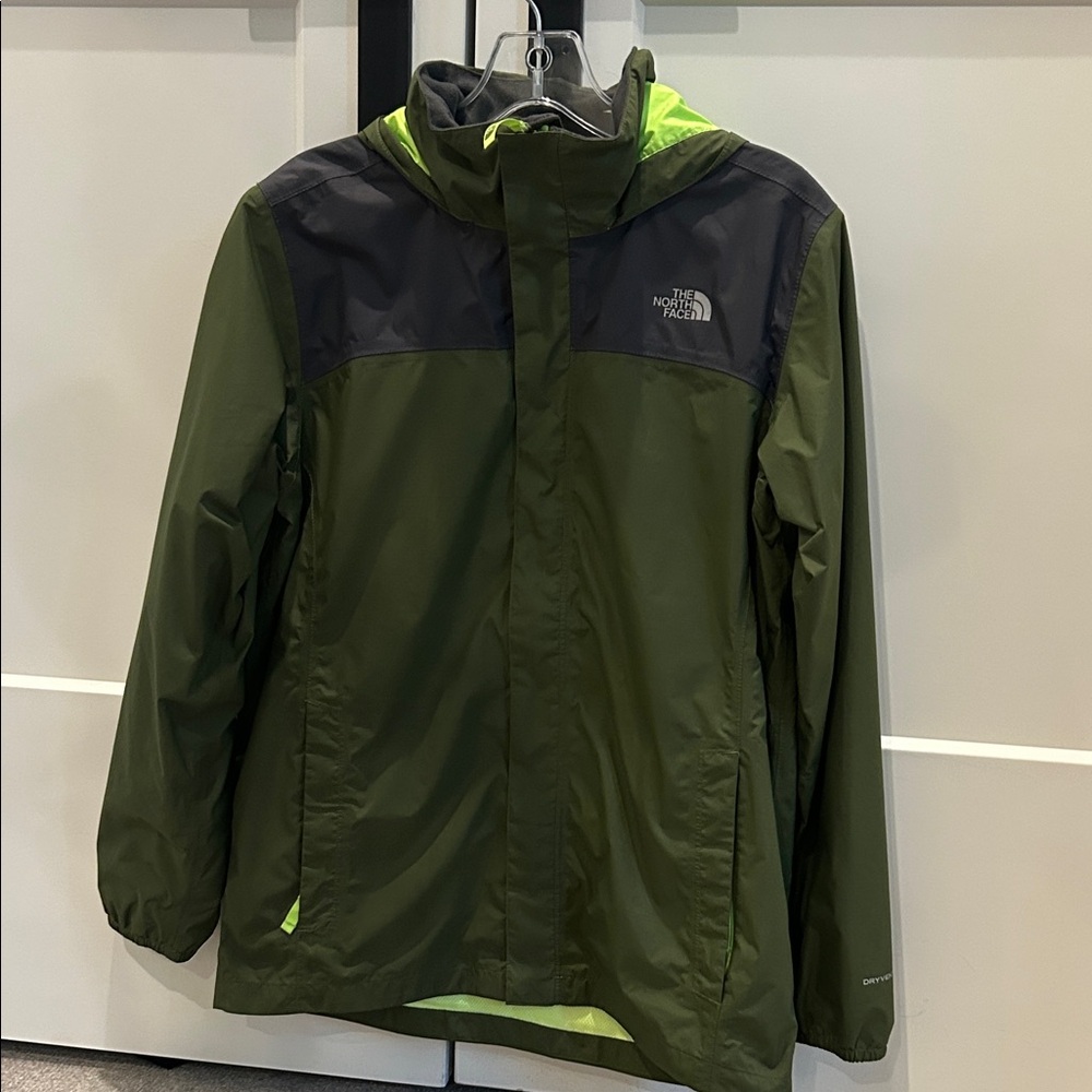 The North Face Kids Olive and Black Raincoat